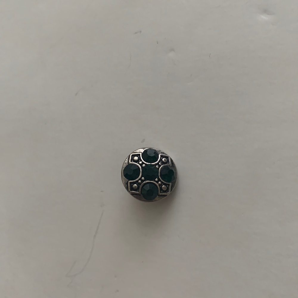 Mini snap charm, silver with black jewels